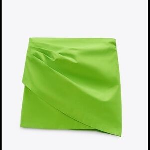 NWOT Zara Limited Edition Draped Neon Green Mini Skirt